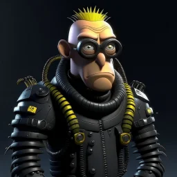 Gru from Despicable Me in the style of cyber punk