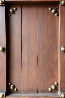 darker wood panel background, framed by decorative western style brass elements in each corner