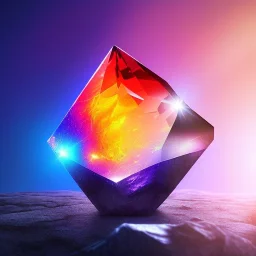 photograph of a (one massive colorful crystal:1.2) growing out of the rocky mountain, (focus on crystal:1.2), 4k, 8k, (highly detailed), ((landscape)),(translucent crystal:1.1), light going trough the crystal, bokeh, chromatic aberration, mountain view,