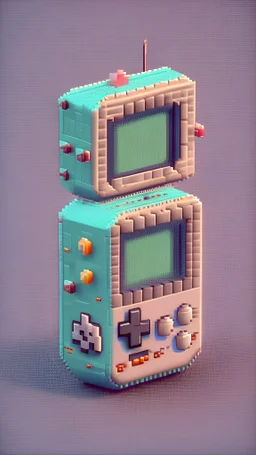 3D pixel retro tiny cute electronics render.