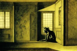 a chimera in a liminal room depicted by balthus