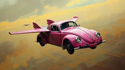 a high definition screen shot of a jet-fighter vw-beetle, retrofuturistic, phototrealism, in flight, one subject, thunderstormncc 1701 enterprise Macabre Rapture End of days Revelation scene, loose brush stroke matte oil painting, sinner apotheosis,diagonal composition, unbalanced, abstract surreal horror, eerie, scary warm colors, Eldritch, by Colin McCahon Upscale @JonKnockTurnal A photorealistic futuristic pink cadillac 2999 ufo, bilaterally