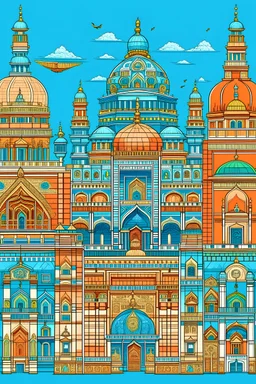 Generate an image highlighting the historic architecture of Chennai, featuring landmarks such as the Kapaleeshwarar Temple or the Fort St. George, with intricate details and vibrant colors.