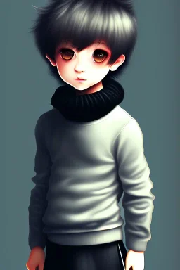 Shota, cute, baggy black sweater