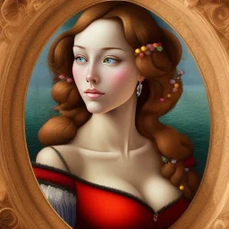 portrait of a beautiful brunette busty woman Sandro Botticelli style