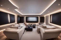 dedicated home cinema room with LED lighting in the walls make sure the room is completely symmetrical