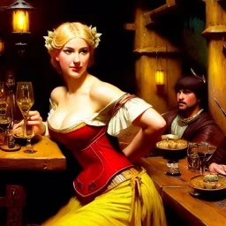 fullbody portrait 'beautiful face blonde massiveboobs medieval wench on tavern in medieval city',painting by gaston bussiere, greg rutkowski, yoji shinkawa, yoshitaka amano, tsutomu nihei, donato giancola, tim hildebrandt, oil on canvas, cinematic composition,sharp image, extreme detail,((fit full head inside picture)),32k