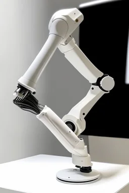 A slender flexible robotic arm with flexible joint is being drawn on a white frame. 机械臂要多彩