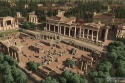 A realistic and historically correct impression of the forum Romanum in the year 0, ultra realistic, birds eye view