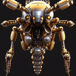 steampunk cybernetic biomechanical robotic bug of death, symmetrical, front facing, 3 d model, very coherent symmetrical artwork, unreal engine realistic render, 8 k, micro detail, gold and steel intricate, elegant, highly detailed, digital painting, artstation, smooth, sharp focus, illustration, artgerm, tomasz alen kopera, wlop