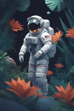 (((close midshot))), (((low poly art:2))), (astronaut), ultra-detailed illustration of an environment on a dangerous:1.2 exotic planet with plants and wild (animals:1.5), (vast open world), astroneer inspired, highest quality, no lines, no outlines candid photography. by Lekrot