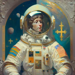 astronaut in the style of orthodox paintings