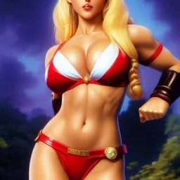 fullbody portrait of 'beautiful blonde Sexy busty naked cammy(street fighter)'Body side-on, looking to the camera,wearing skintight latex bikini suit,hyperrealistic skin,Hyperrealistic crystal clear eyes,painting by gaston bussiere, greg rutkowski, yoji shinkawa, yoshitaka amano, tsutomu nihei, donato giancola, tim hildebrandt, oil on canvas, cinematic composition, extreme detail,((fit full head inside picture)),32k