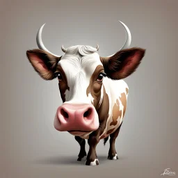 Cow with (rat ears and tail : 1.5) caricature art