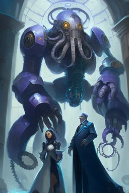 Agatha and Kasparov stood side by side, united in their pursuit of justice and the restoration of balance. The colossal octopus-robot, now blessed with Agatha's invocation, became a symbol of their shared resolve. It stood as a guardian, a champion against the encroaching darkness that threatened to consume their world.