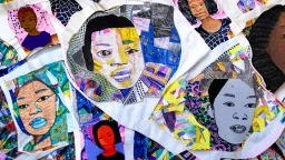 Print your portrait onto fabric and cut it into small pieces. Provide visitors with fabric markers, encouraging them to add their own messages of triumph and encouragement onto the fabric pieces. Then, reassemble the fabric pieces into a collaborative textile collage that visually represents collective strength and support.