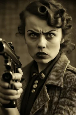 angry woman young 1920 gun