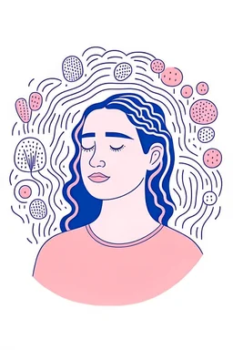 Ilustrasi seorang wanita yang sedang mempromosikan tentang kesehatan mental