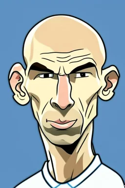 Zinedine Zidane French football player cartoon 2d