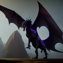 A huge full body black dragon real