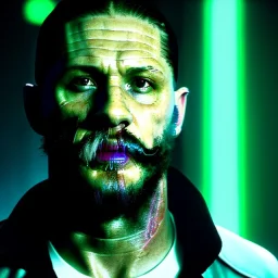 Actor, tom hardy, replicant man, blade runner style, rain, fog, neon ambient, gradient color, clean skin, circuits, latex coat, cyber punk, neon, tubes, portrait, studio photo, unreal engine 5, smooth color, 16 bit, god lights, ray tracing, RTX, lumen lighting, ultra deatail, volumetric lighting, 3d, finely drawn, hd.