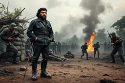 image of Che Guevara standing with boots in a fighting area 1by 1