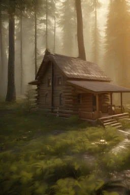 beaufiful cabin in forest