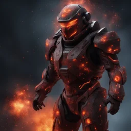 Battle suit made of lava and stars and galaxies