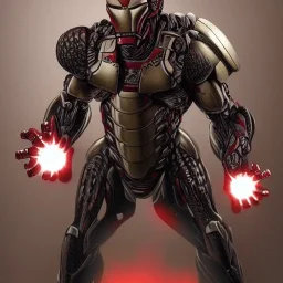 hybrid of Iron Man and Godzilla and xenomorph