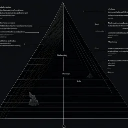 draft diagram in fantastical psychology, dark negative space, minimalism, Maslows hierarchy of fear, psychological necromancy