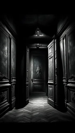 a dark room in a delusional state haunted by ghostly images, paint it in the baroque style, as if the man is horrified