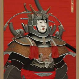 Ukiyo-e Style , Male Samuri in armour