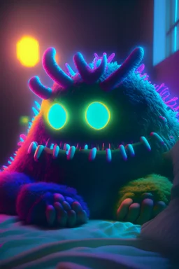 Sleep monster,photo quality, unreal engine render, highest quality, vivid neon colors, volumetric lighting,