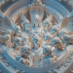 Heavenly choir of angels, 8k, RTX, realistic, 3D, intricate details, perfect faces