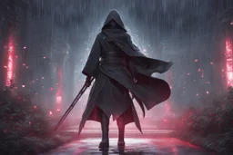 Itachi Uchiha in 8k nier automata artstyle, Uchiha Custom, neon effect, close picture, rain, fantasy world, intricate details, highly detailed, high details, detailed portrait, masterpiece,ultra detailed, ultra quality