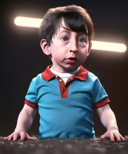 Howard wolowitz toddler, full body, dramatic lighting, angry, hyper realistic,