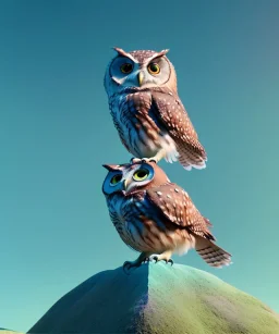 cute, full body owl gradient, one color background