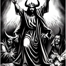 Devil demon satan king knights war code prophecy black and white jesus