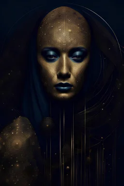 The Strangers. Lost BBC show from 1965, surreal fashion, deep dark rich colors with a little gold, magic geometry, reminiscent of abstract luxury, minimalist abstract pattern with dots and lines, clean with some abstract elements, with dark colors , trending on artstation, sharp focus, studio photo, intricate details, highly detailed, by Gustav Klimt, Antonio Gaudi, greg rutkowski, The Strangers. Lost BBC show from 1965, surreal minimalism, abstract ,deep dark rich colors,