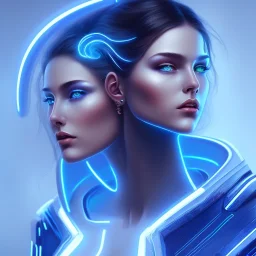 cyberblue, head, woman, portrai, tron