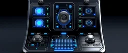 futuristic sci-fi card mixer tool. front view. Realistic photo. HD. Glowing. 3d style