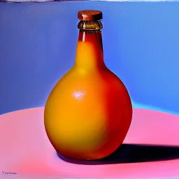 still life bottle half fruit