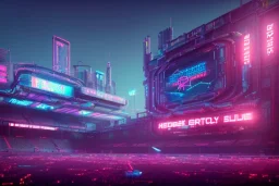 cyberpunk football stadium, cyberpunk, full body, realistic, intricately detailed, neon lighting, vivid colors, neon, futuristic, 64k, unity engine, bloom,cinematic lighting,blue tone, octane render,road.