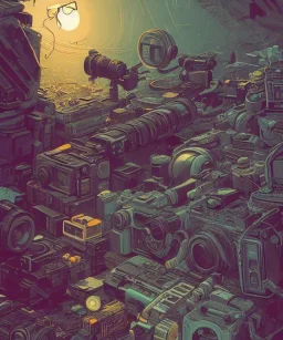 Camera., concept art, hyper detailed, asaf hanuka, dan mumford, kilian eng, post-apocalyptic, oil on canvas