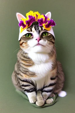 Adult cat is dressed like Julius Caesar, wearing laurel wreath on the head, street, Rome, perfect iris, model style, hyper realistic, extremely accurate, delicate, extremely detailed, wide-angle, open aperture, superfine pencil