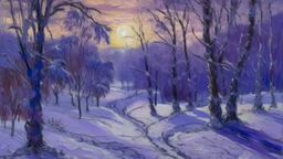 A purple winter wonderland painted by Claude Monet