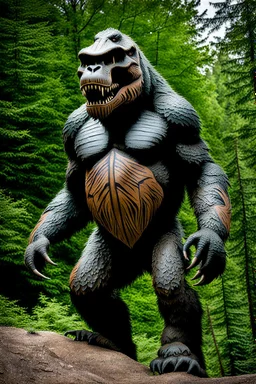 Bigfoot x tyrannosaurus hybrid. Photograph.