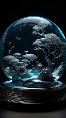 In the quiet night, the sea, the moon, a tree, creative modeling design, realistic and exquisite rich details, delicate and perfect, crystal clear, light show, master works, high degree of completion