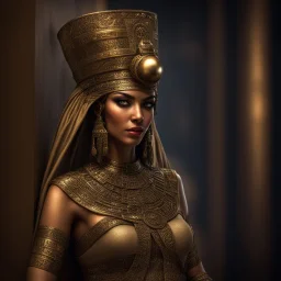 Behold the powerful alluring and pretty egiptian empress, her body adorned with the traditional egiptian costumes, HDR, beautifully shot, hyperrealistic, sharp focus, 64 megapixels, perfect composition, high contrast, cinematic, atmospheric, moody