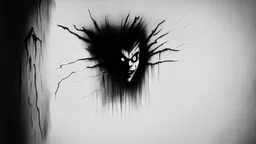 sketch of a scary dark wall white background